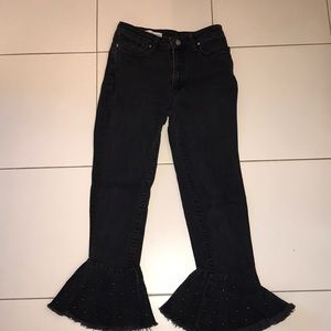 Black Jeans with flare at bottom w/ design